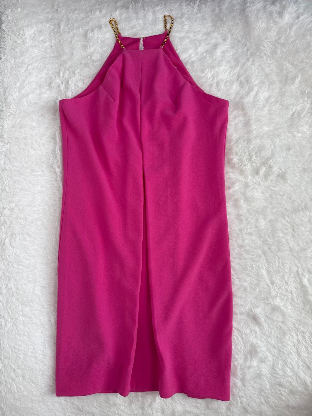 NWT Trina Turk Lucky Chain Halter Cocktail formal Dress Pink Fushion 10
